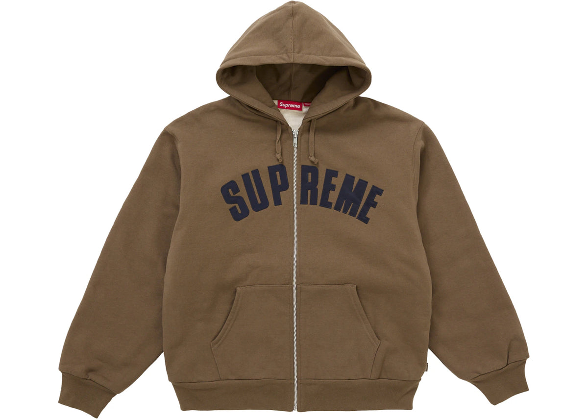 Supreme Arc Thermal Lined Zip Up Hooded Sweatshirt Brown - vue 360