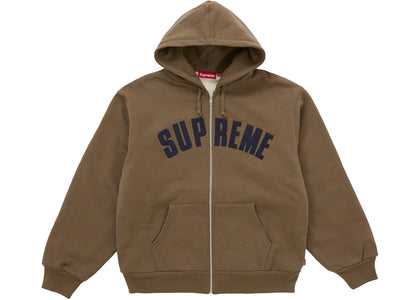 Supreme Arc Thermal Lined Zip Up Hooded Sweatshirt Brown - authentic Supreme apparel