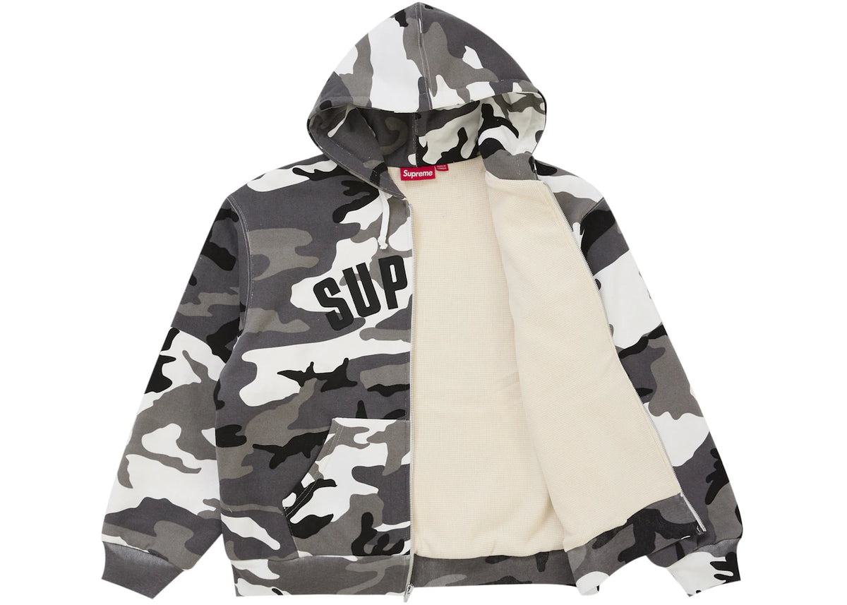 Supreme Arc Thermal Lined Zip Up Hooded Sweatshirt Snow Camo - vue secondaire B