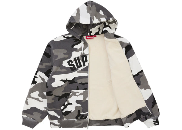 Supreme Arc Thermal Lined Zip Up Hooded Sweatshirt Snow Camo