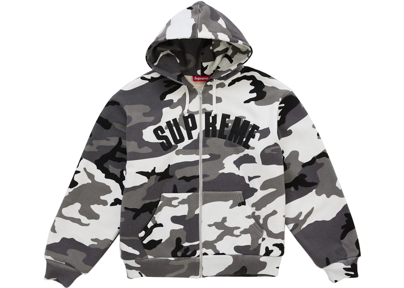Supreme Arc Thermofutter-Kapuzenpullover mit Reißverschluss, Schneetarnmuster