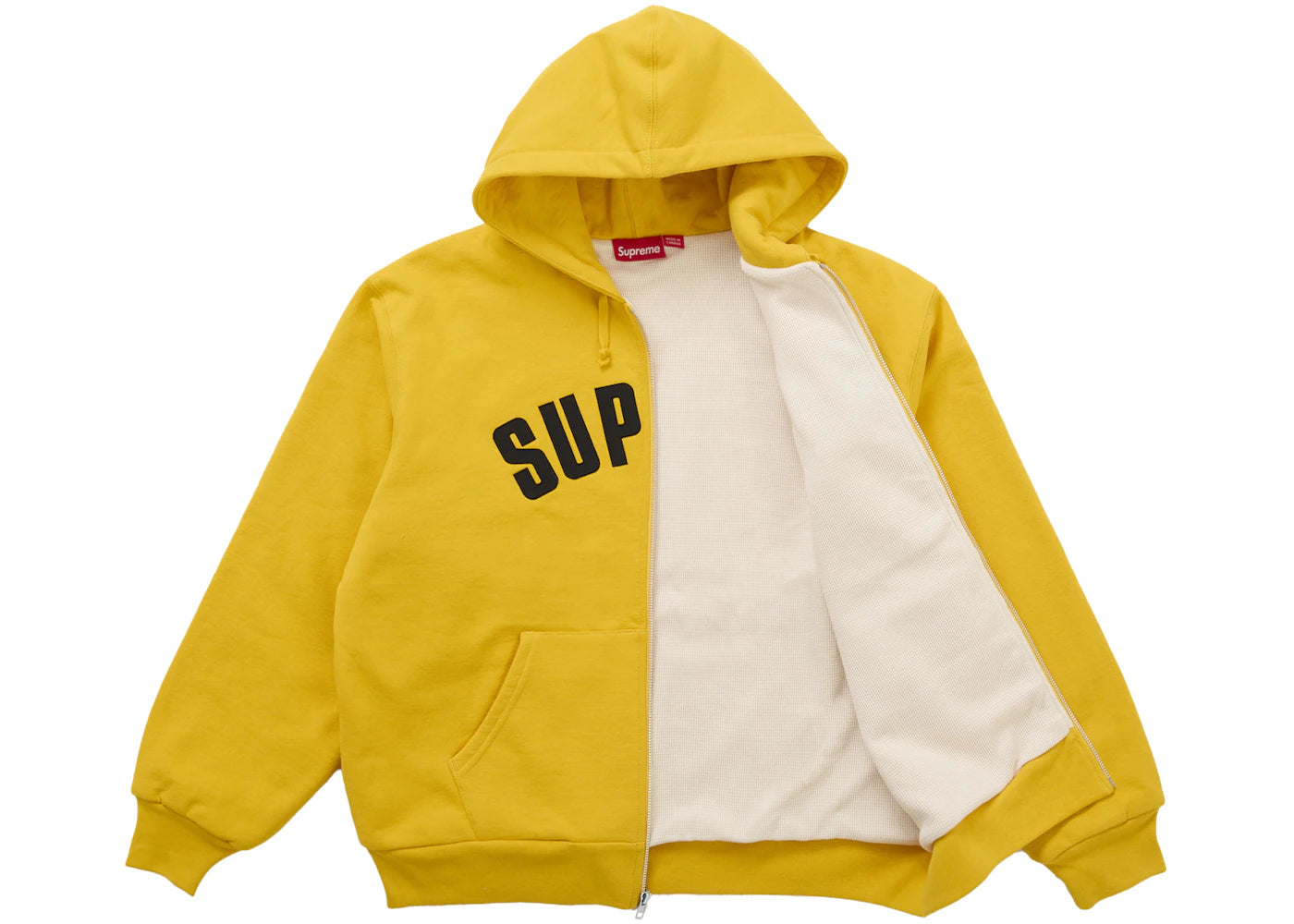 Supreme Arc Thermal Lined Zip Up Hooded Sweatshirt Yellow - vue secondaire A
