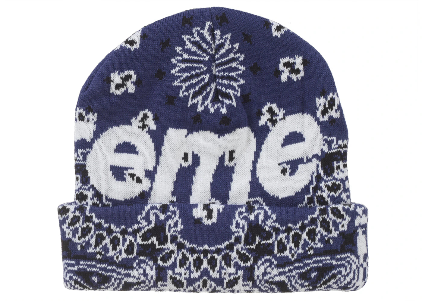 Supreme Bandana Big Logo Beanie Blue - vue secondaire A