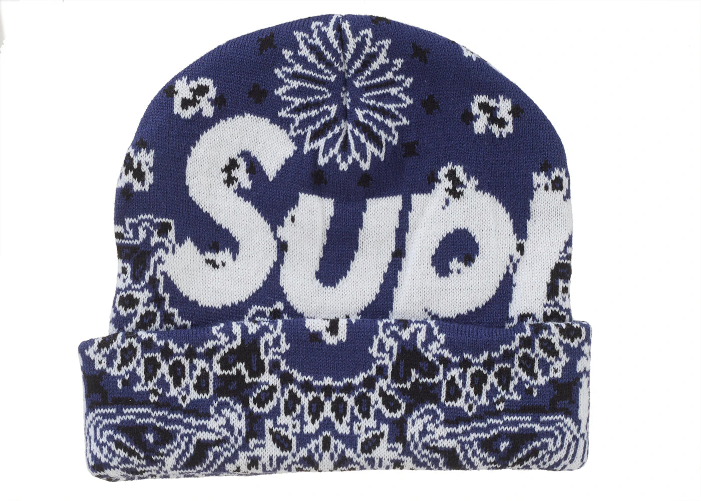 Supreme Bandana Big Logo Beanie Blue - vue 360