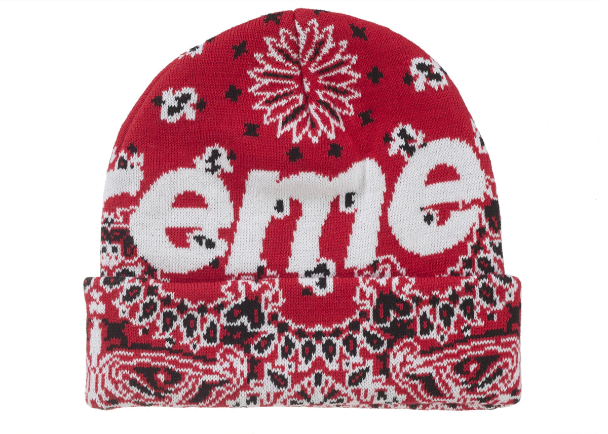 Supreme Bandana Big Logo Beanie Red - vue secondaire A