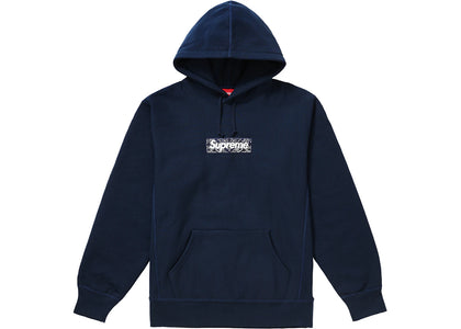 Supreme Bandana Box Logo Hooded Sweatshirt Navy - apparel view 2