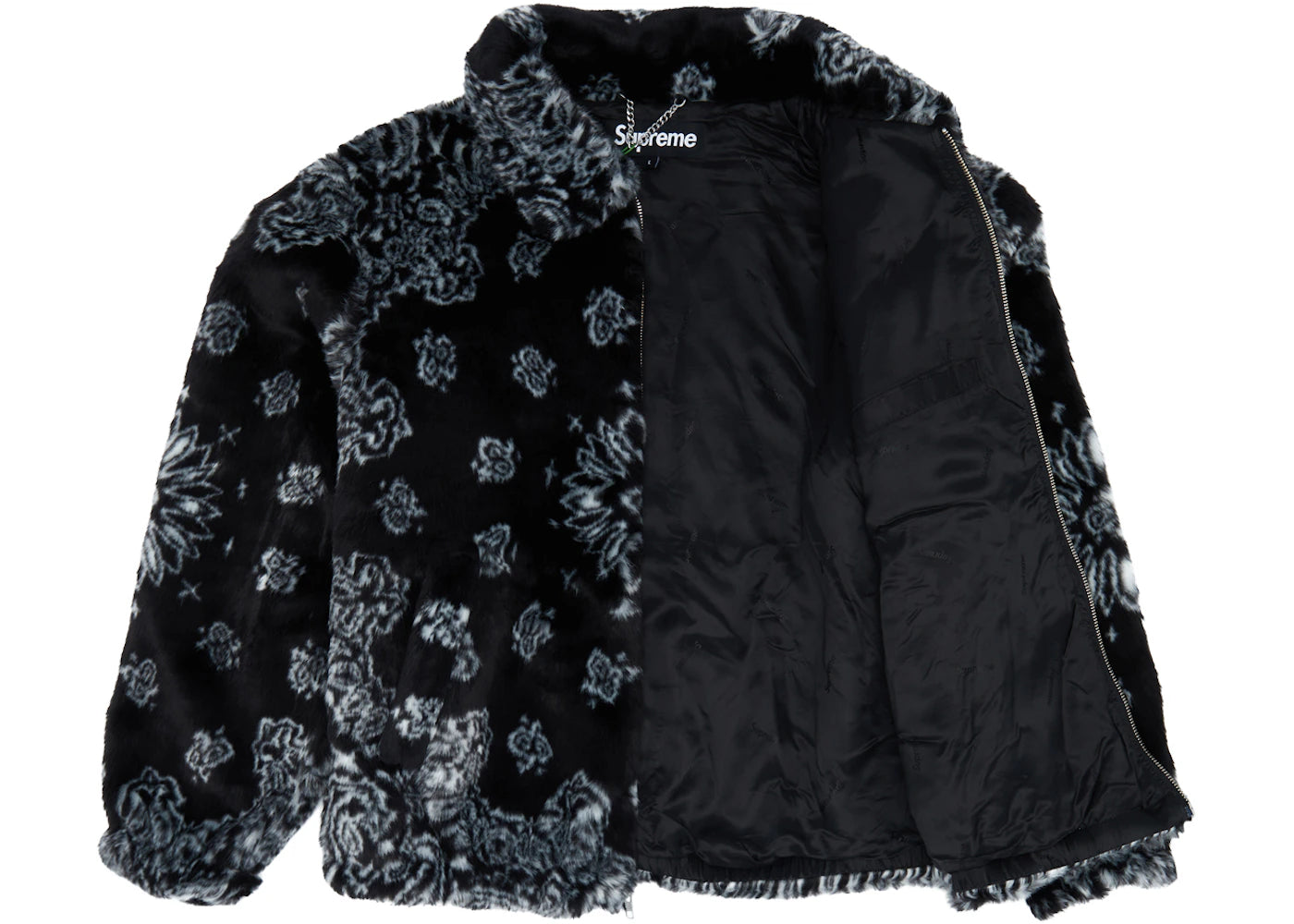 Supreme Bandana Faux Fur Bomber Jacket Black - vue secondaire B