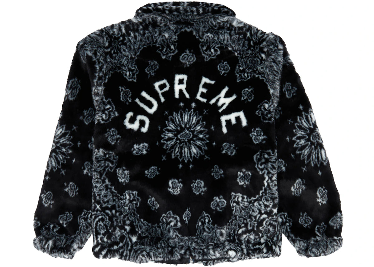 Supreme Bandana Faux Fur Bomber Jacket Black - vue secondaire B