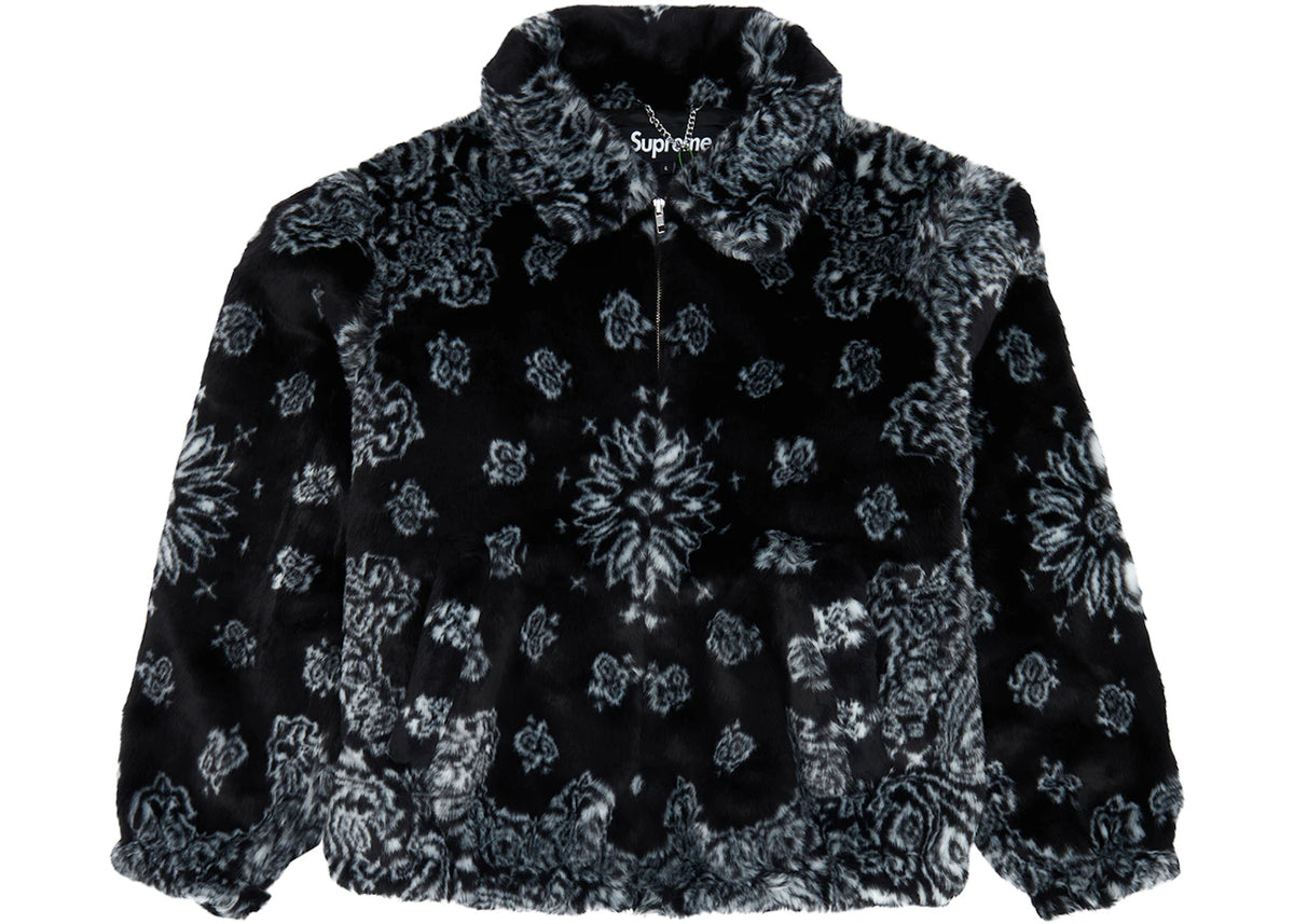 Supreme Bandana Faux Fur Bomber Jacket Black - vue 360