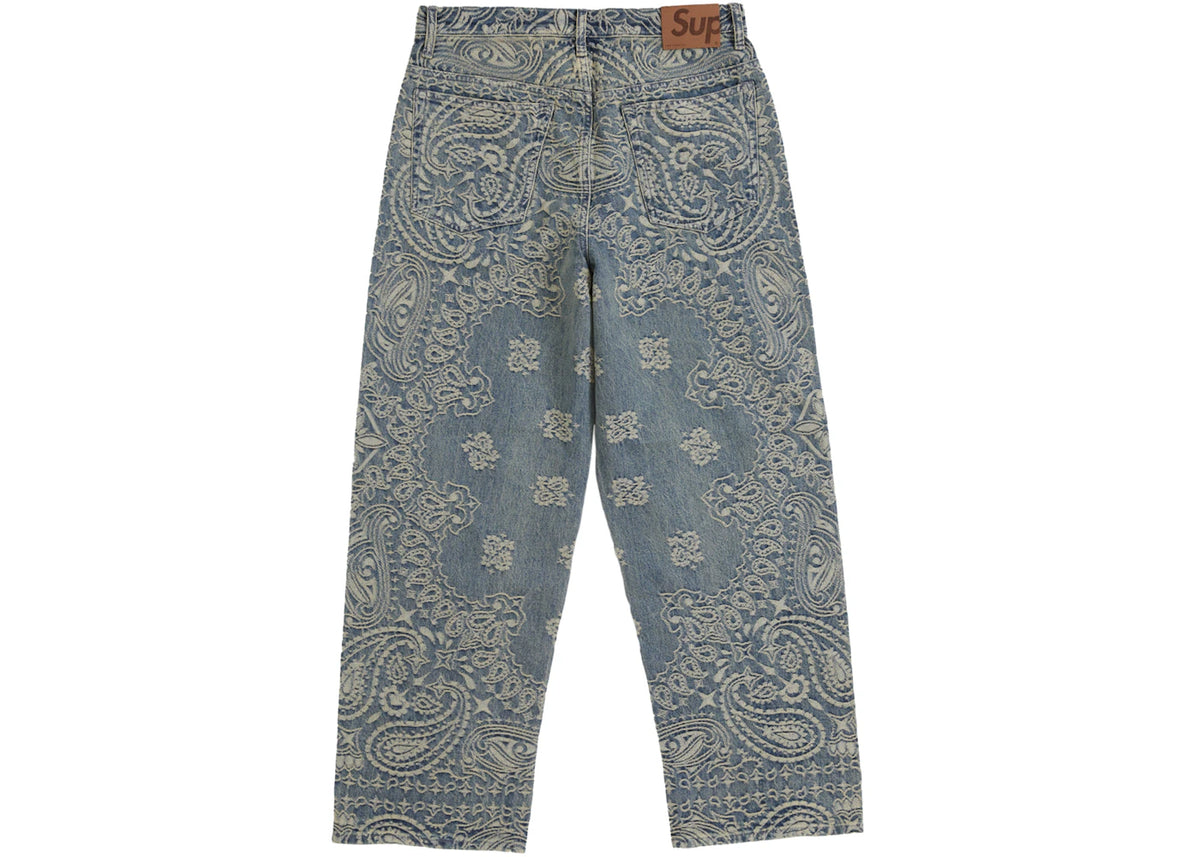 Supreme Bandana Jacquard Baggy Jean Blue - vue secondaire A
