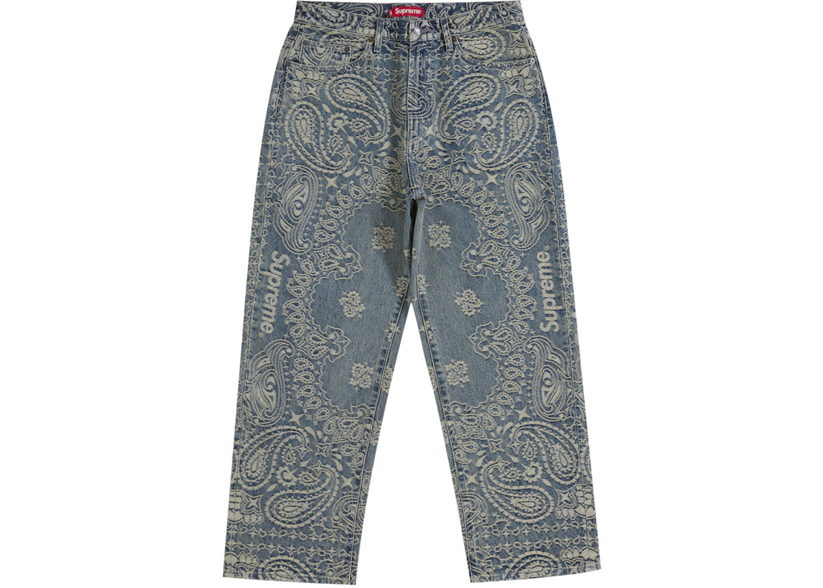 Supreme Bandana Jacquard Baggy Jean Blue - vue 360