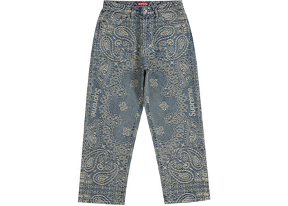 Supreme Bandana Jacquard Baggy Jean Blue - authentic Supreme product