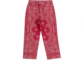 Supreme Bandana Jacquard Baggy Jean Red - vue 360