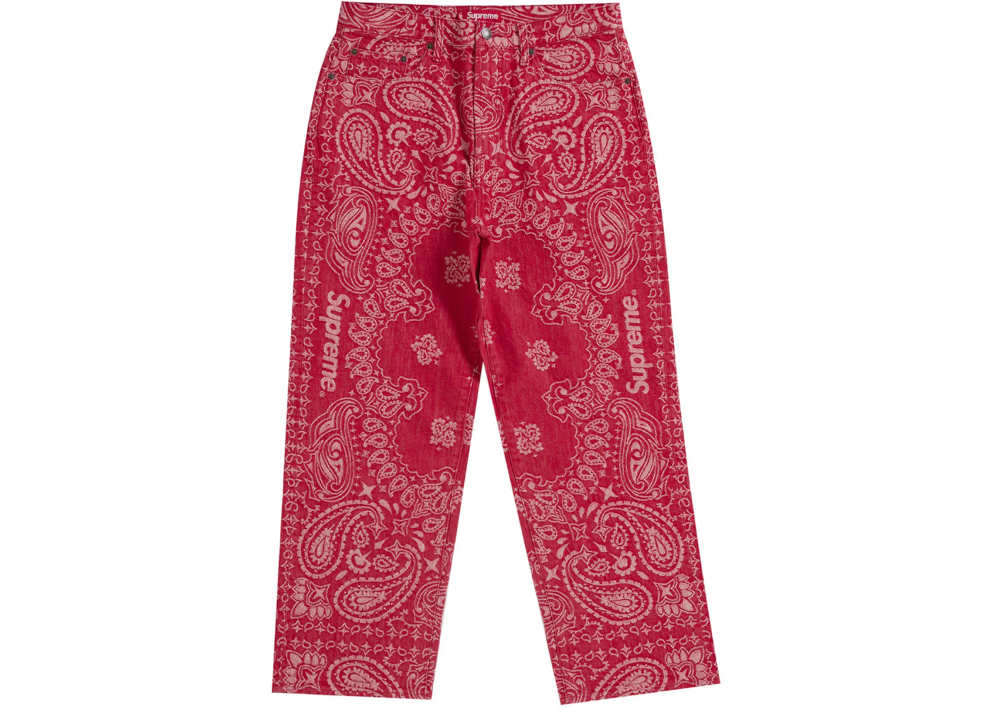 Supreme Bandana Jacquard Baggy Jean Red - vue secondaire A