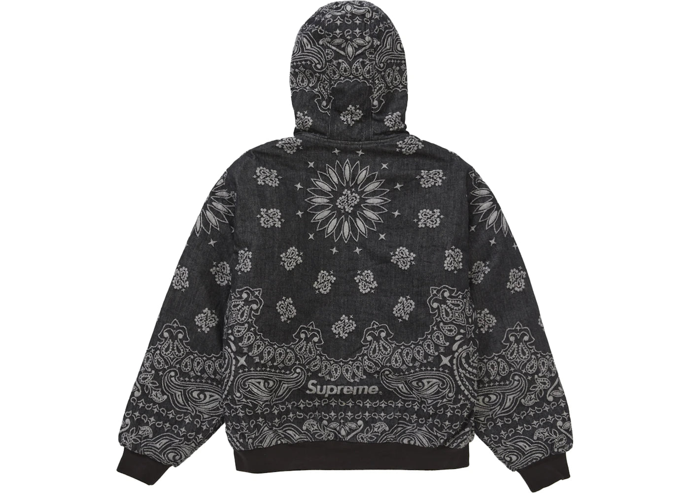 Supreme Bandana Jacquard Denim Hooded Work Jacket Black - vue secondaire B