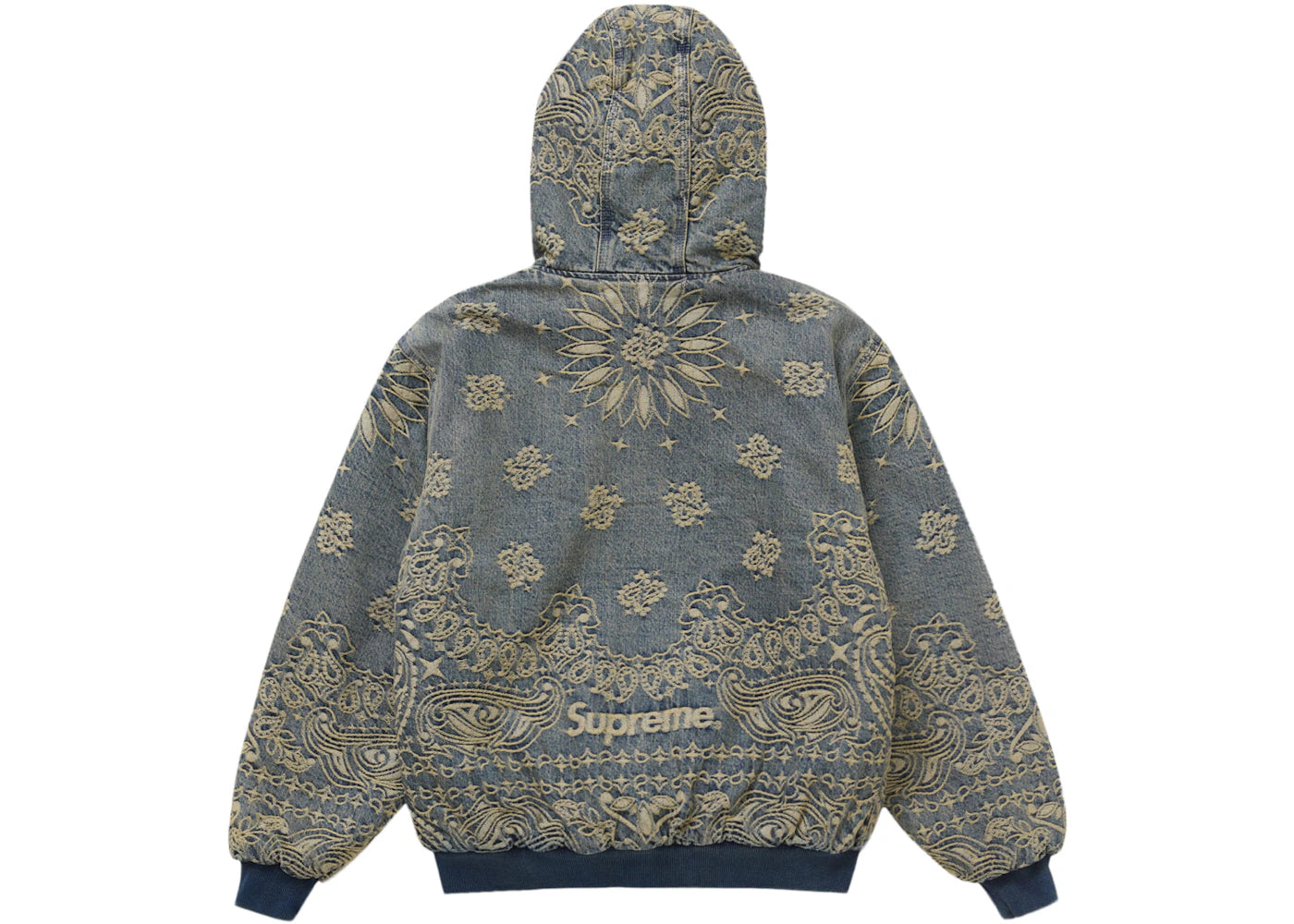 Supreme Bandana Jacquard Denim Hooded Work Jacket Blue