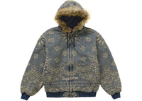 Supreme Bandana Jacquard Denim Hooded Work Jacket Blue
