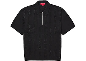 Supreme Beaded Zip Polo Black - vue 360