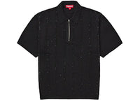 Supreme Beaded Zip Polo Black