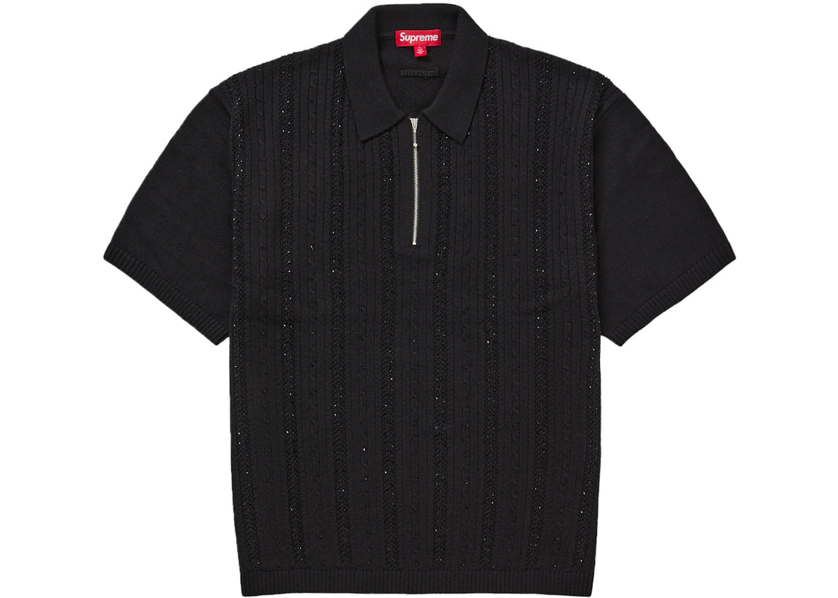 Supreme Beaded Zip Polo Black - vue secondaire A