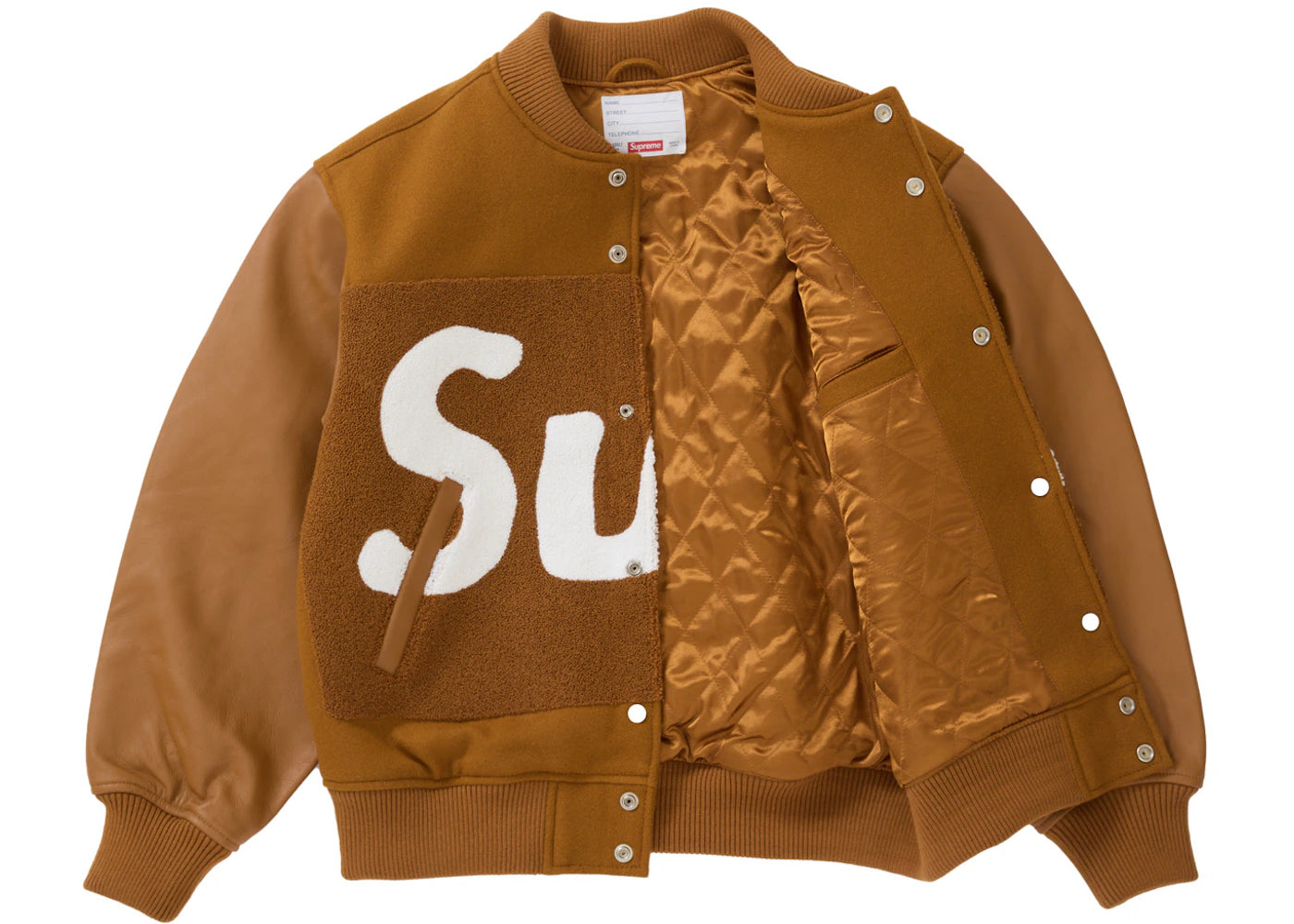 Supreme Big Logo Chenille Varsity Jacket Mustard - vue secondaire B
