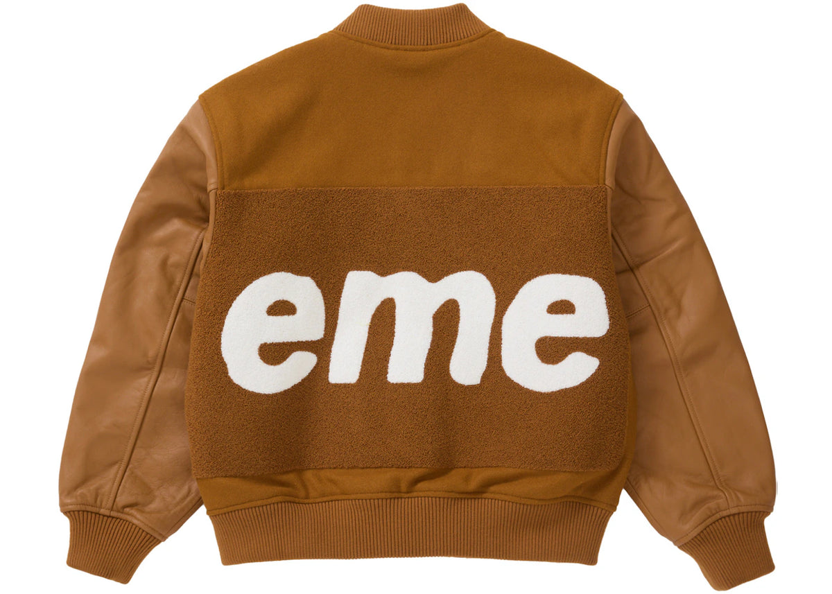 Supreme Big Logo Chenille Varsity Jacket Mustard - vue secondaire B