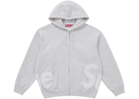 Supreme Big Logo Zip Up Hooded Sweatshirt Ash Grey