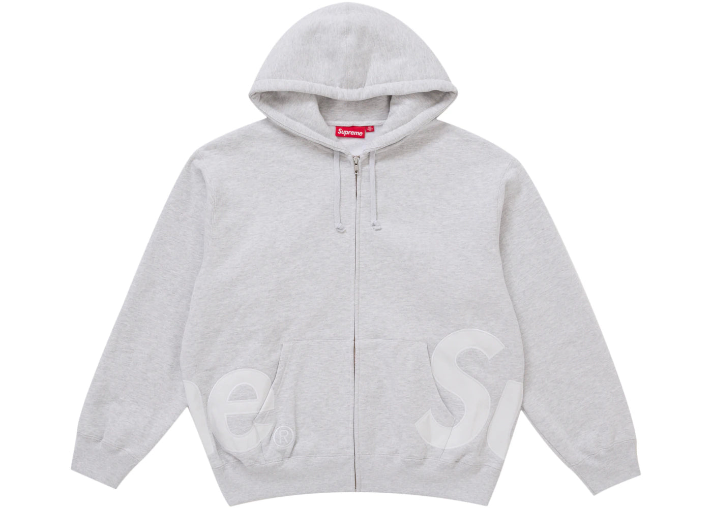 Supreme Big Logo Zip Up Hooded Sweatshirt Ash Grey - vue secondaire A
