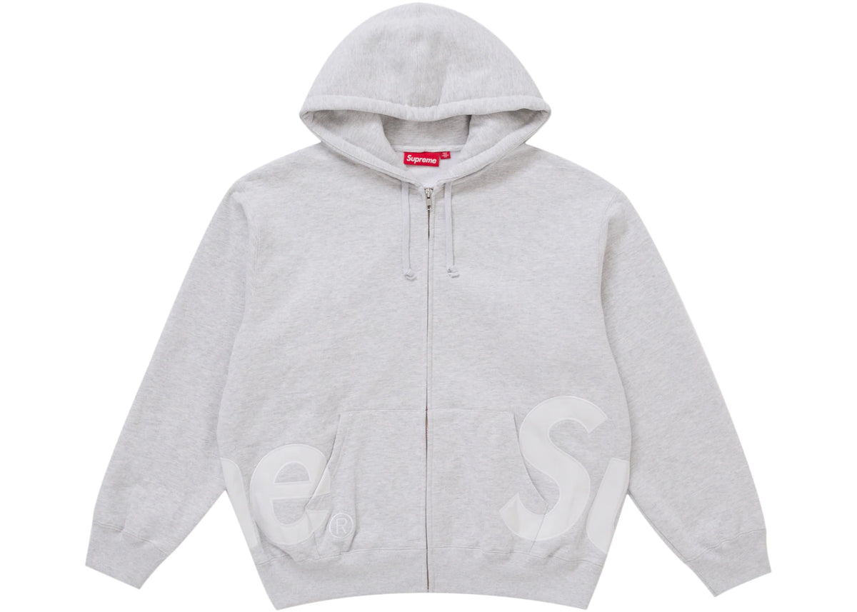 Supreme Big Logo Zip Up Hooded Sweatshirt Ash Grey - vue 360