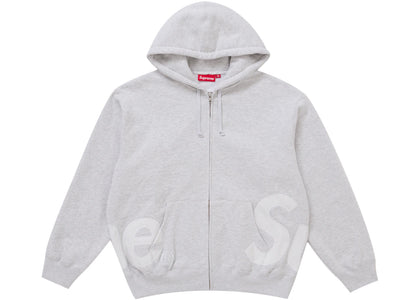 Supreme Big Logo Zip Up Hooded Sweatshirt Ash Grey - apparel view 2