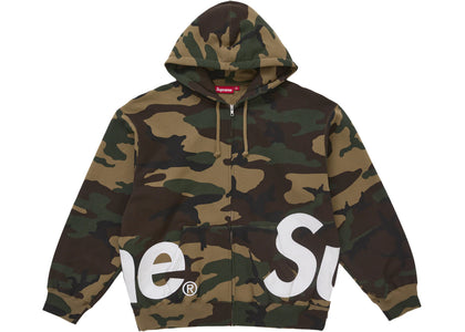 Supreme Big Logo Zip Up Hooded Sweatshirt Woodland Camo - authentic Supreme apparel