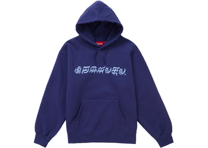 Supreme Blackletter Hooded Sweatshirt Washed Navy - authentic Supreme apparel