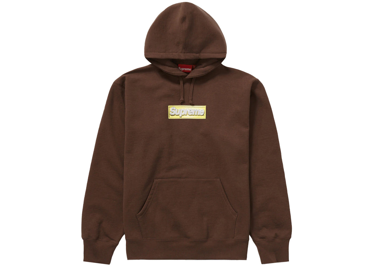 Supreme Bling Box Logo Hooded Sweatshirt Dark Brown - vue 360