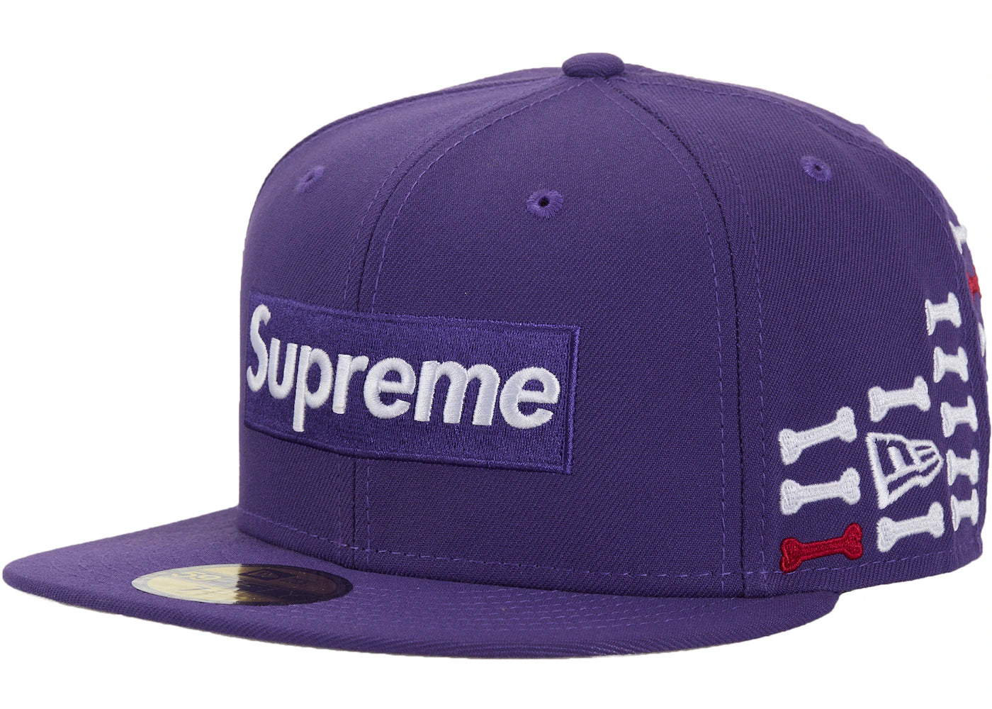 Supreme Bones Box Logo New Era 59Fifty Fitted Hat Purple - vue 360