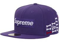Supreme Bones Box Logo New Era 59Fifty Fitted Hat Purple