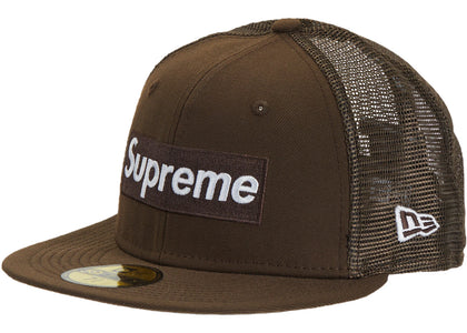Supreme Box Logo Mesh Back New Era Brown - authentic Supreme product