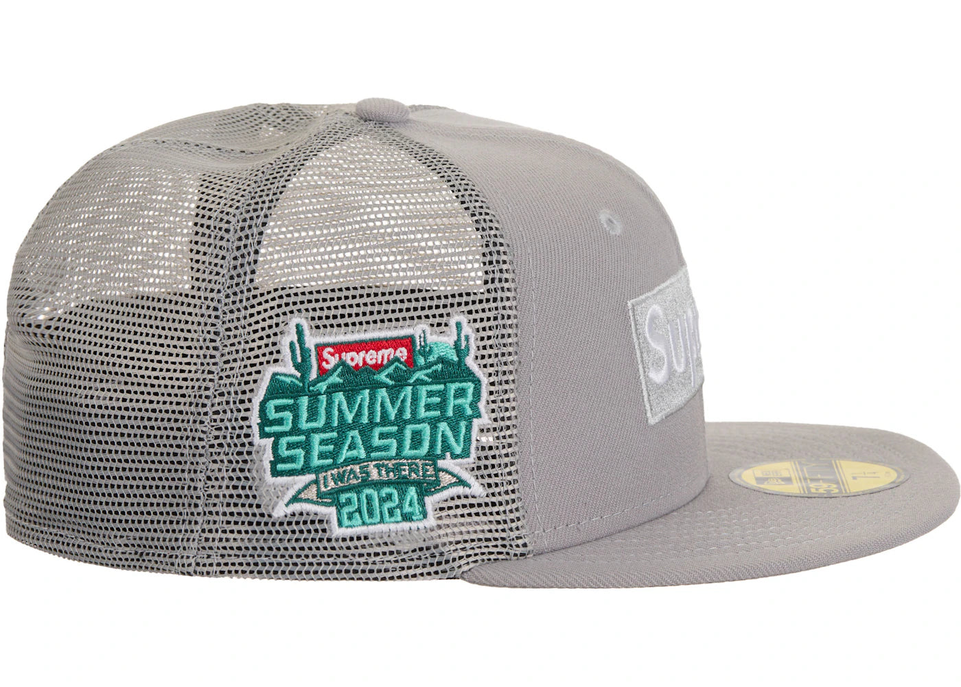 Supreme Box Logo Mesh Back New Era Cap SS24 Gray - vue secondaire B