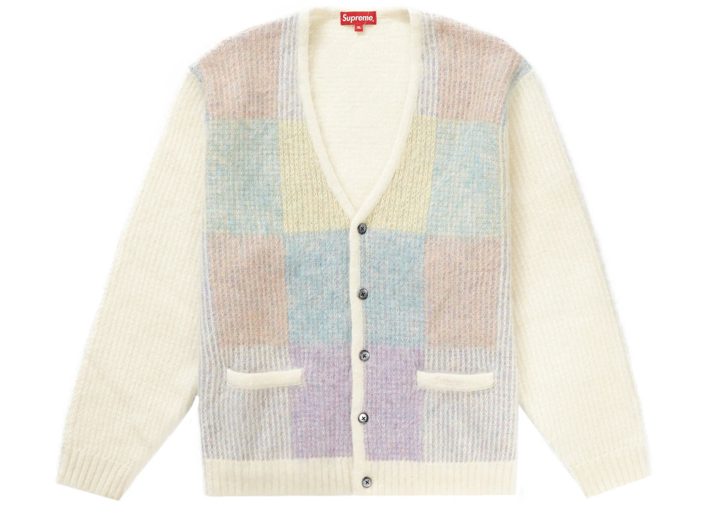 Supreme Brushed Grid Cardigan White - vue 360