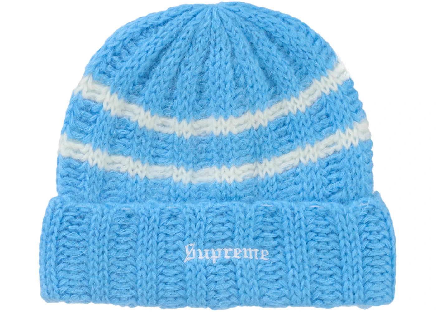 Supreme Brushed Stripe Beanie Light Blue - vue secondaire A