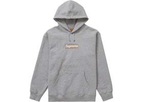 Supreme Burberry Box Logo Hooded Sweatshirt Heather Grey