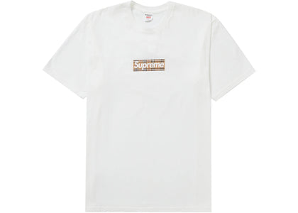 Supreme Burberry Box Logo Tee White - authentic Supreme product