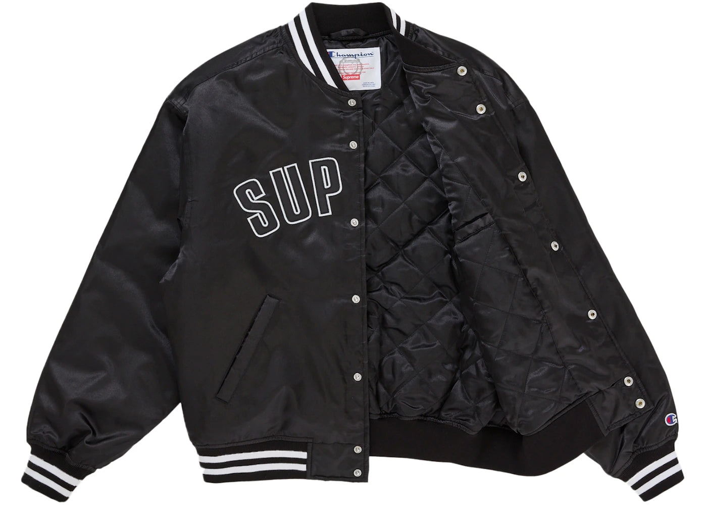 Supreme Champion Satin Varsity Jacket Black - vue secondaire B