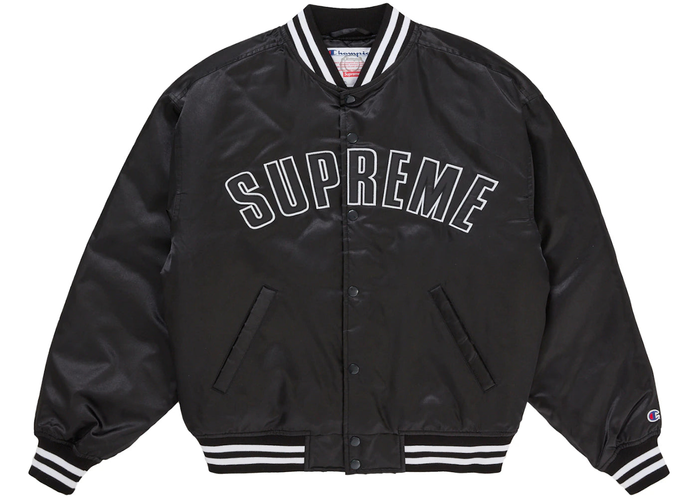 Supreme Champion Satin Varsity Jacket Black - vue secondaire A