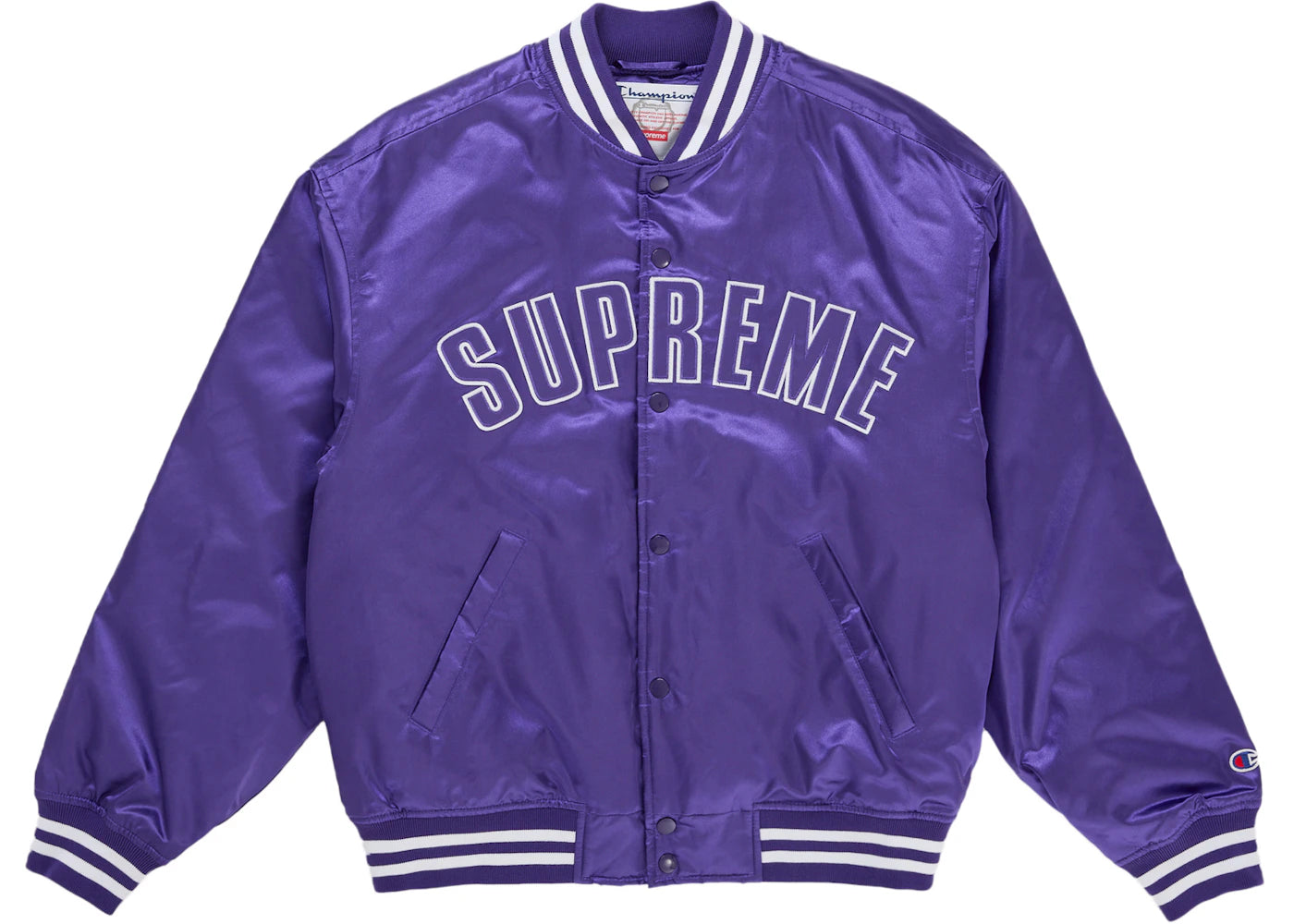 Supreme Champion Satin Varsity Jacket Purple - vue secondaire A