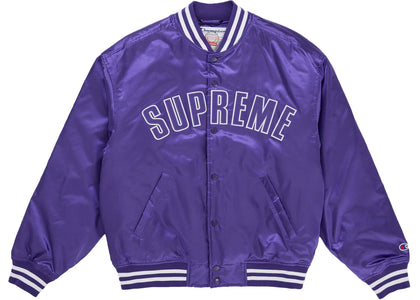Supreme Champion Satin Varsity Jacket Purple - apparel view 2