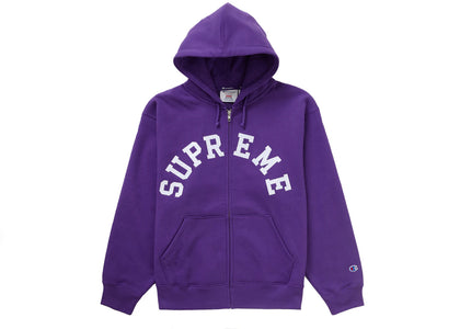 Supreme Champion Zip Up Hooded Sweatshirt Purple - apparel view 2