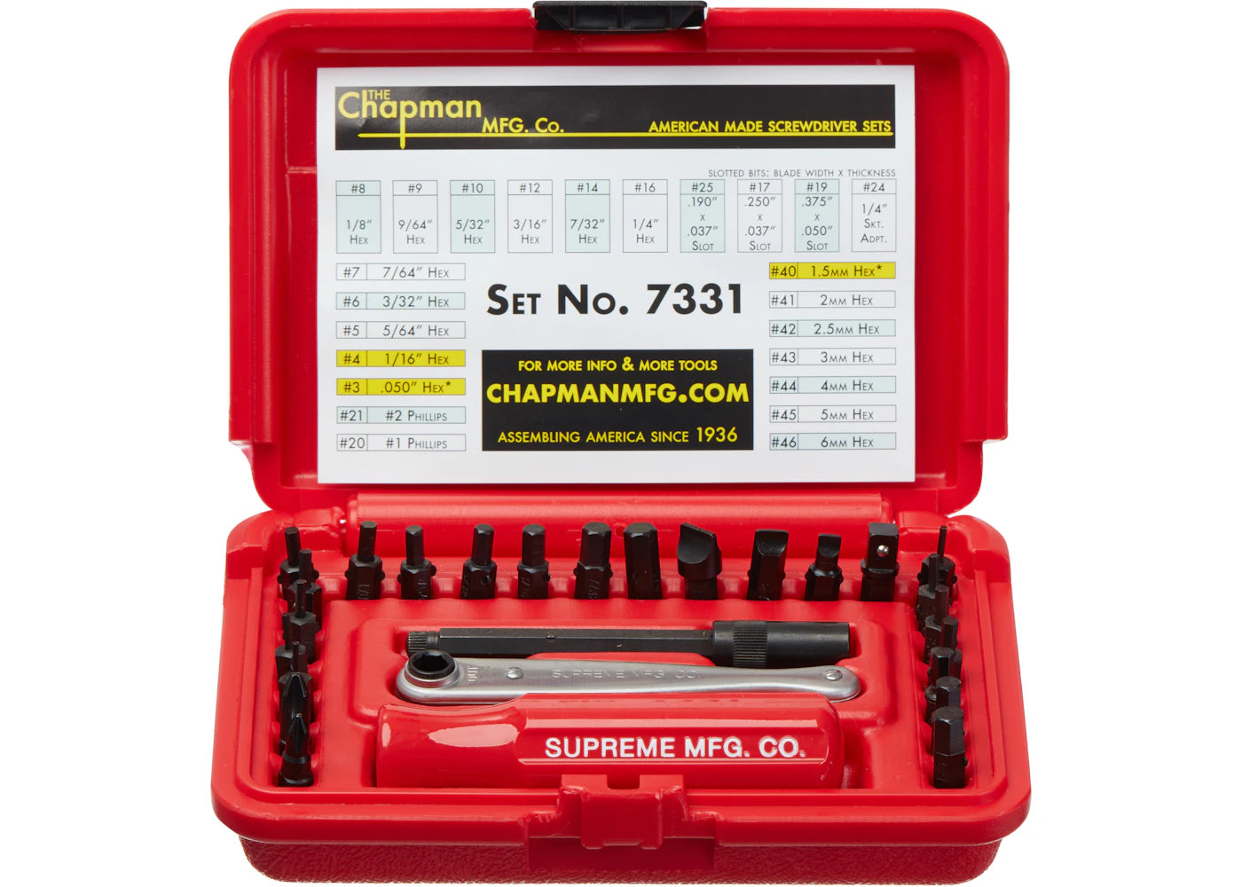 Supreme Chapman Screwdriver Set Red - vue secondaire A
