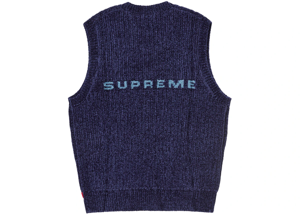 Supreme Chenille Sweater Vest Navy - vue secondaire A