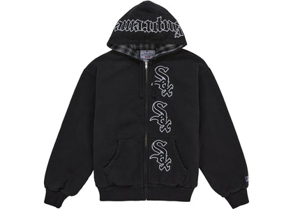 Supreme Chicago White Sox Zip Up Hooded Sweatshirt Black - apparel view 2