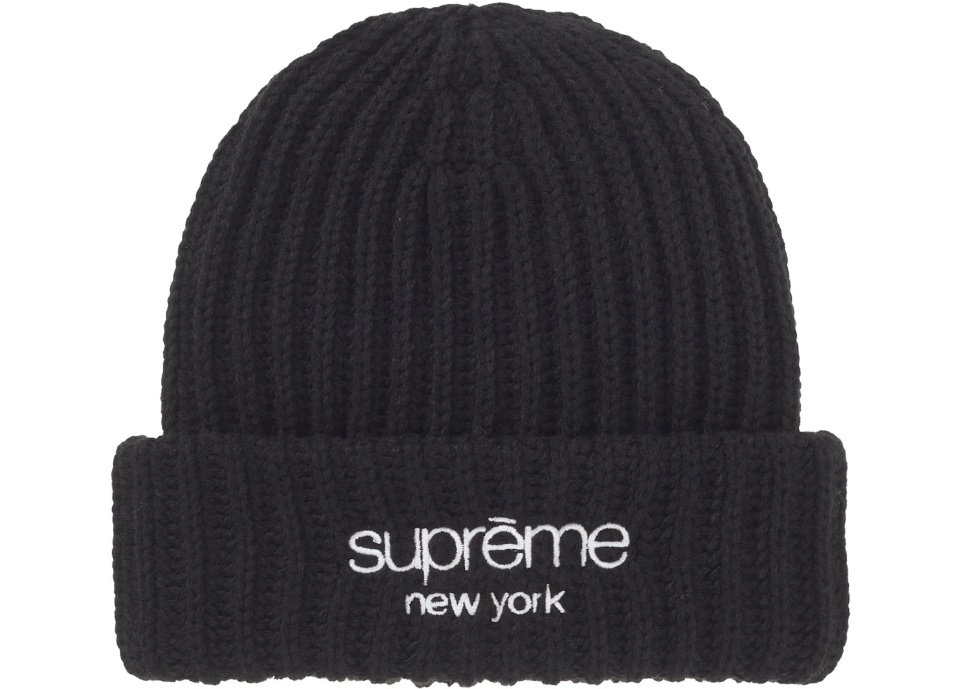 Supreme Chunky Rib Classic Logo Beanie Black - vue secondaire A